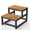 Brown, variant on Black 2-Step Stool for Adults & Kids Heavy-Duty Sturdy Steel Frame with Wooden Steps, Non-Slip Foot Stool for High Bed, Kitchen, RV
