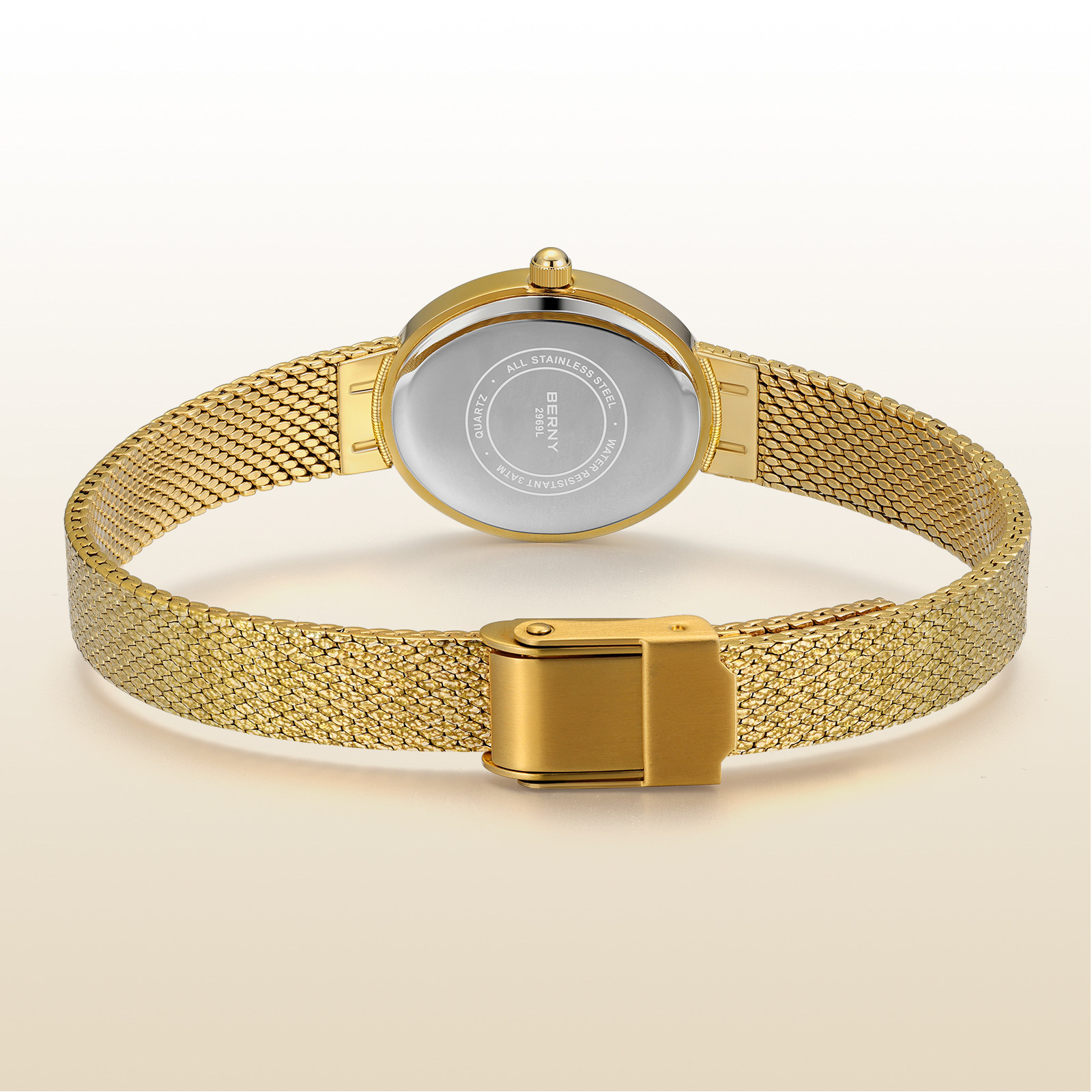 BERNY Small Gold Watches for Women, Dainty Easy to Read Oval Dial, Vintage Stainless Steel Bracelet Watch, Adjustable Mesh Band, Waterproof, Luxury Ladies Analog Quartz Wrist Watch Gifts (Gold)