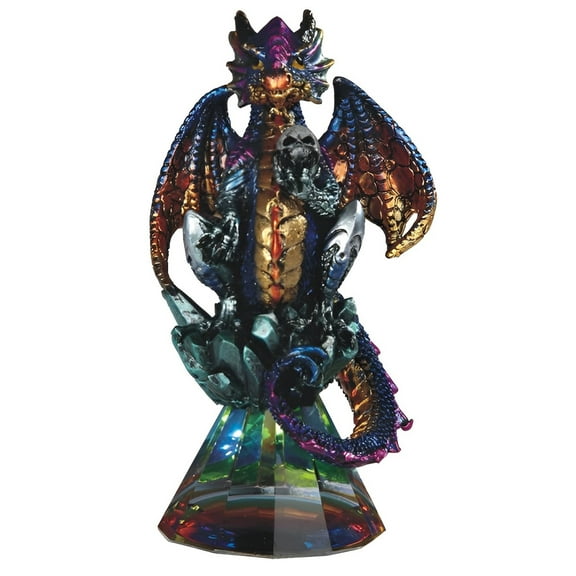 FC Design 4.75"H Purple Dragon with Golden Tip Wings Sitting on Faux Crystal Glass Figurine Statue Sculpture Ornament Decoration Home/Room Decor and Unique Gift Ideas