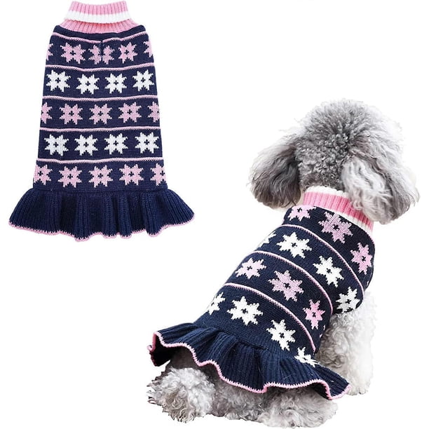 Dog Sweaters for Small Dogs Turtleneck Dog Sweater Dress Knit Pullover Warm