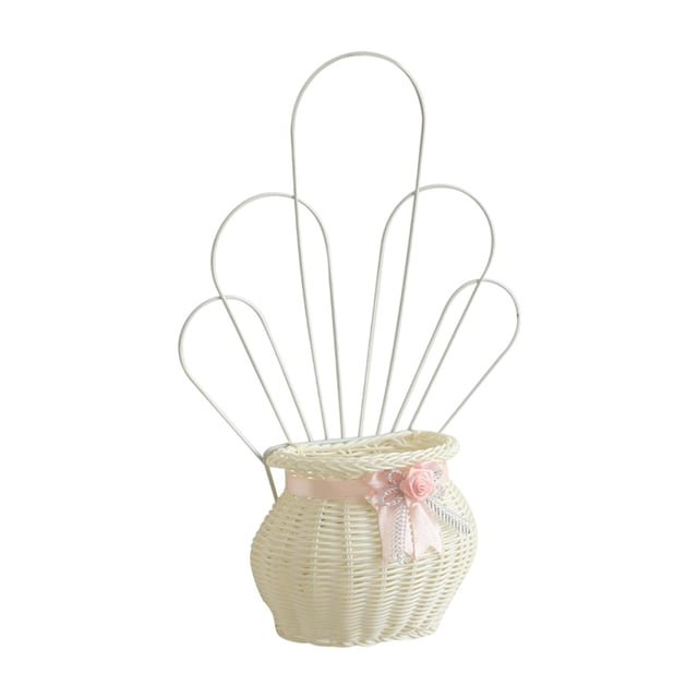 Cesta colgante tejida, organizador, maceta hecha a mano, jarrón decorativo tejido, maceta Rosa