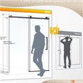 thumbnail image 6 of JERFIT 76" Gold Sliding Shower Door 56-60" Wide, Frameless Tempered Glass with Anti-Explosion Film, Stainless Steel Track for Bathroom, 6 of 9