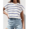 thumbnail image 5 of PRETTYGARDEN Womens Summer Short Sleeve Tops Trendy Crew Neck Striped Knit Sweater Business Casual Spring Clothes, 5 of 10