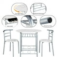 thumbnail image 6 of Yaheetech 3 Piece Modern Round Dining Table Set with Steel Legs, White, 6 of 6