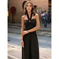 thumbnail image 4 of Maxi Jumpsuit for Women Crossover Halter Neck Straight Leg Overall Romper Black M, 4 of 7