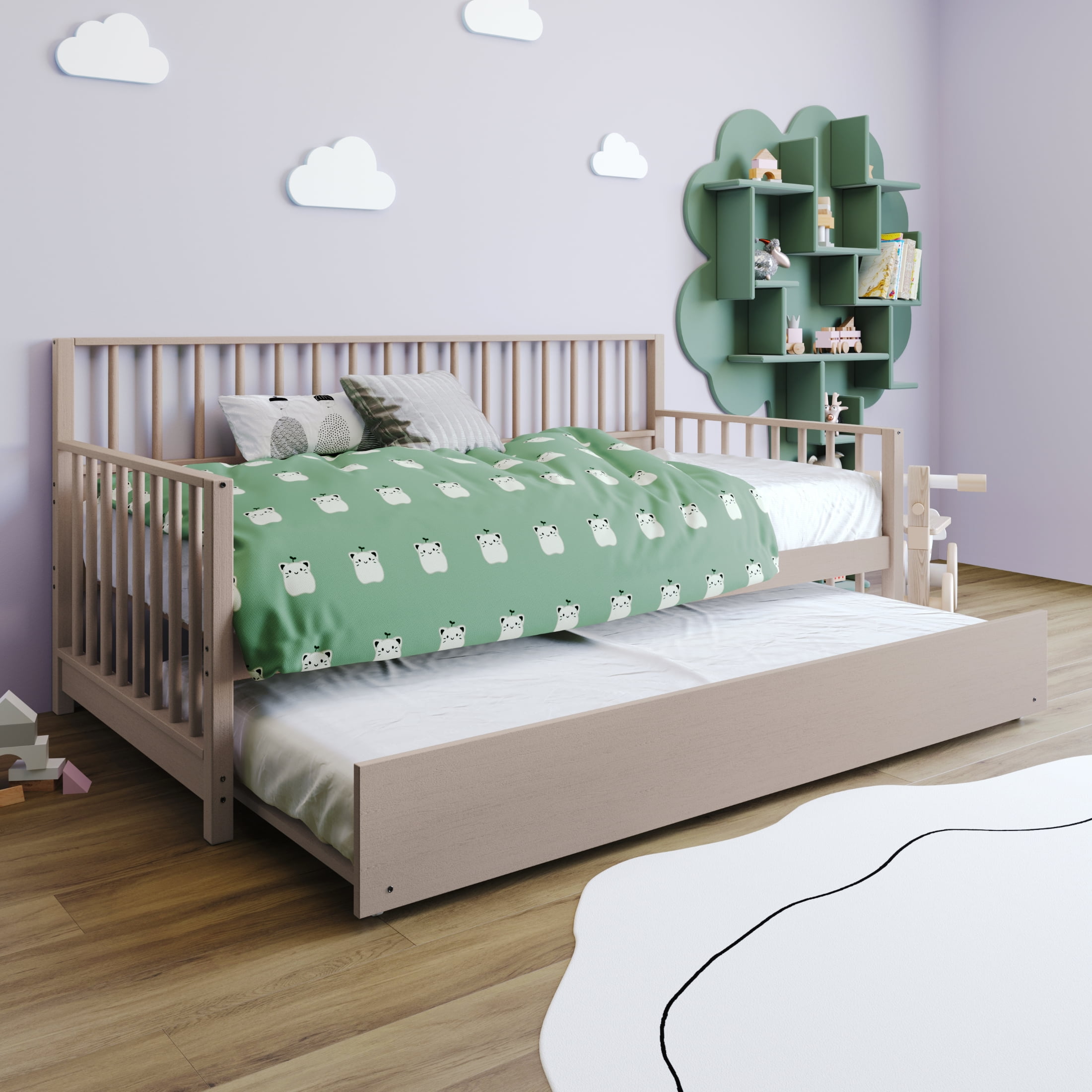 CASTLE PLACE Solid and Manufacturer Wood Vintage Style Twin Size Daybed with Trundle White