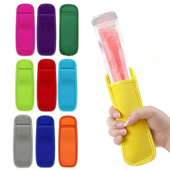 sunsanly 4/10Pcs Popsicle Sleeves for Kids No Drip Silicone Popsicle Cover Reusable Freeze Popsicle Protector Washable Mess-Free Toddlers Ice Pop Covers
