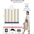 thumbnail image 4 of Hooded Beach Towels for Boys| Girls | Teens (8-16Years), 100% Thick Poncho Towel Robe for Kids, Perfect for Pool, Beach, Bath and Gifts, Grey Cabana Stripe Design, 4 of 4