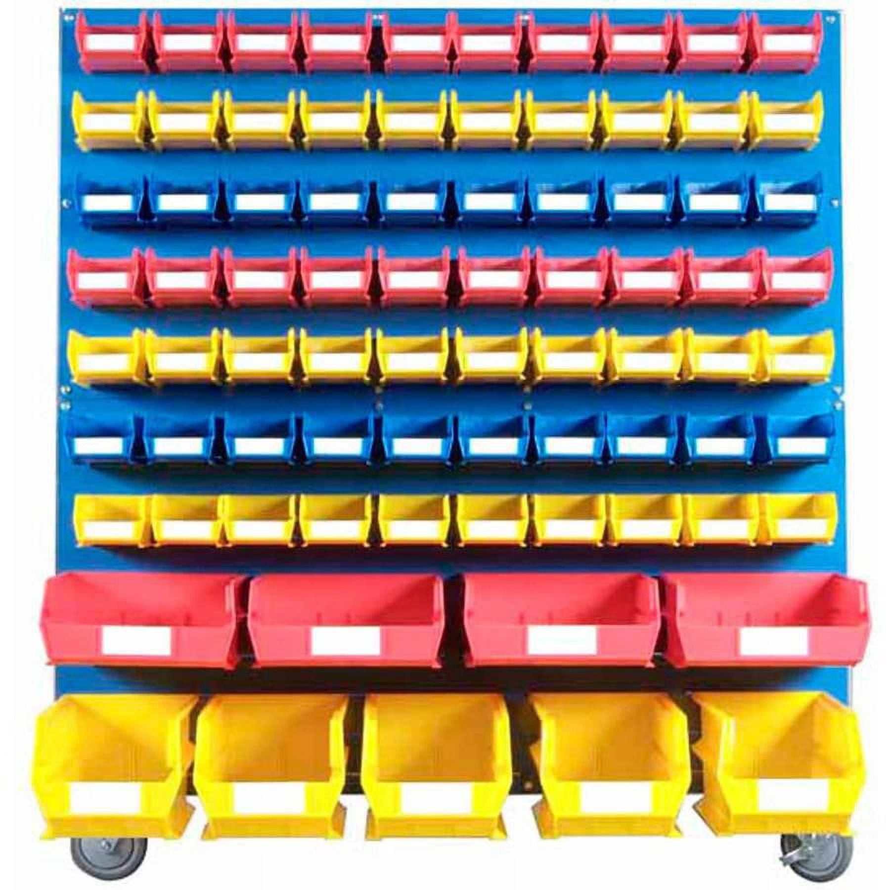 Triton Products® DuraBoard 48"L x 51-1/2"H x 29-3/4"W Aluminum Frame Mobile Combination Cart with One Side DuraBoard Poly Pegboard and One Side Louvered-Panel Storage