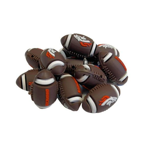 Denver Football Shaped Logo Focal Beads 12 pk 1.16 Silicone for Freshie Hangers Beadable Pens Keychains Charms Sports Ball