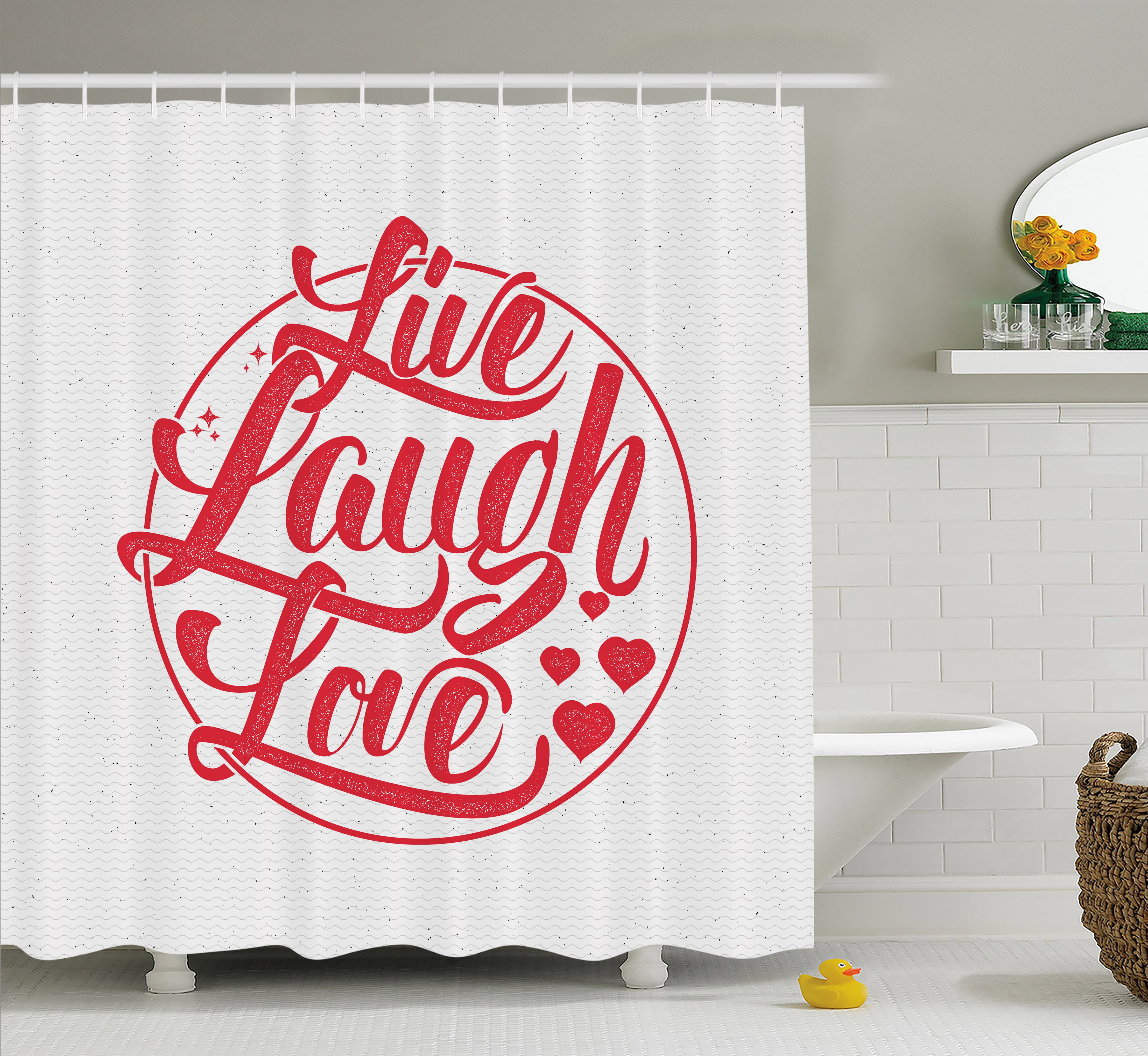 Live Laugh Love Shower Curtain, Retro Style Calligraphy Old Fashioned