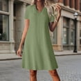 thumbnail image 2 of Horkkom A Line Dresses for Women V Neck Short Sleeve Zipper Mini Dresses Casual Beach Vacation Sundresses L, 2 of 9
