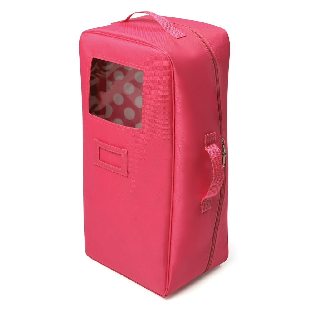 Badger Basket Doll Travel Case with Bed and Bedding Pink Fits