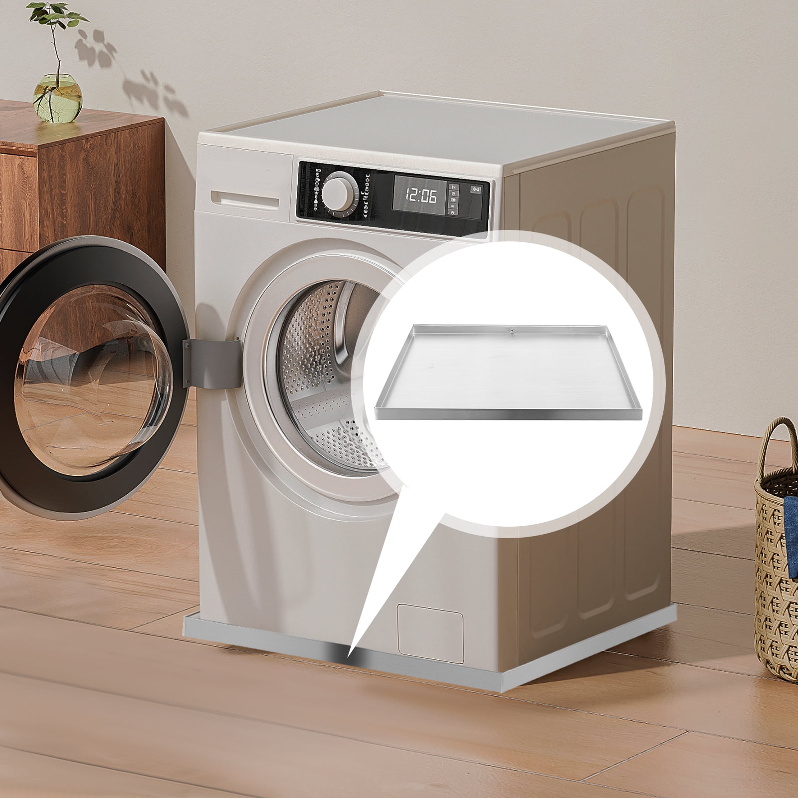 30"x30" Washing Machine Pan Under Washer Tray Drip Drain Stainless Steel 30 inch Installed Under Most Models of Washers, Dryers, Dishwashers