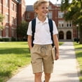 thumbnail image 6 of Miluxas Boys Lightweight Cargo Shorts Cotton Pull-On Hiking Shorts for Sports Outdoor with Pockets Khaki 3-4Years, 6 of 6
