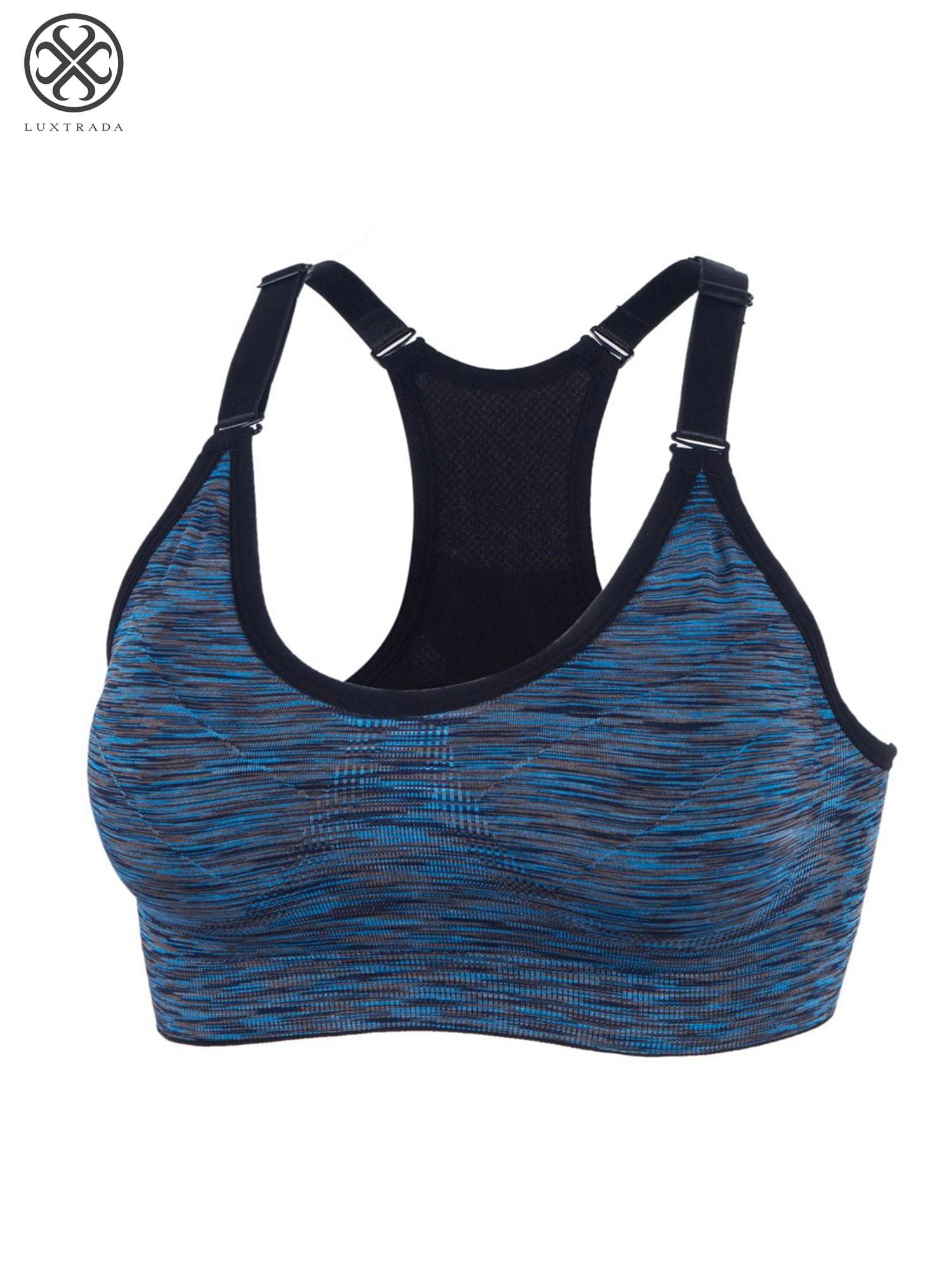 New Balance Women's Racerback Seamless Mid Impact Sport Bra with Adjustable  Straps and Removable Pads, Electric Blue, Medium at  Women's Clothing  store