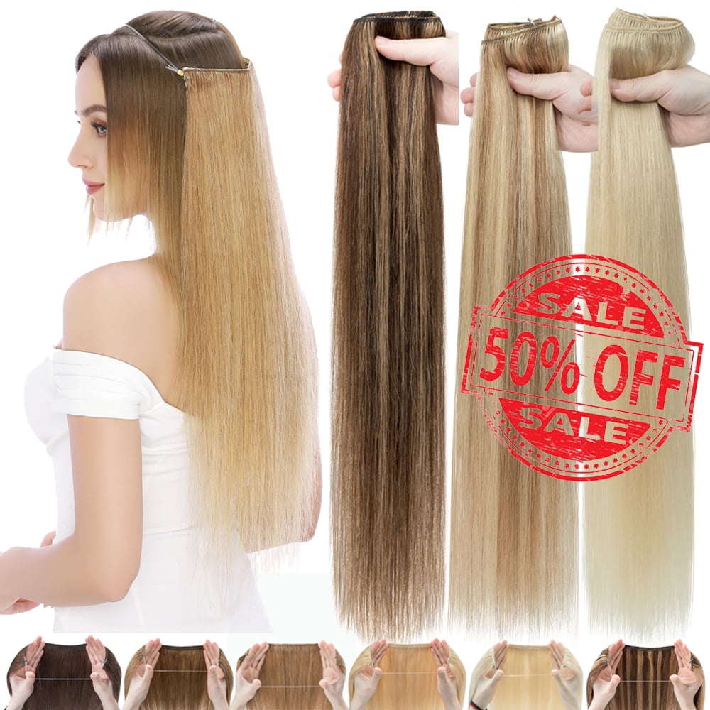 Benehair Human Hair Extensions Wire In Headband Hiddien Secret No Clip Weft One Piece Remy Hair Straight Women Brown