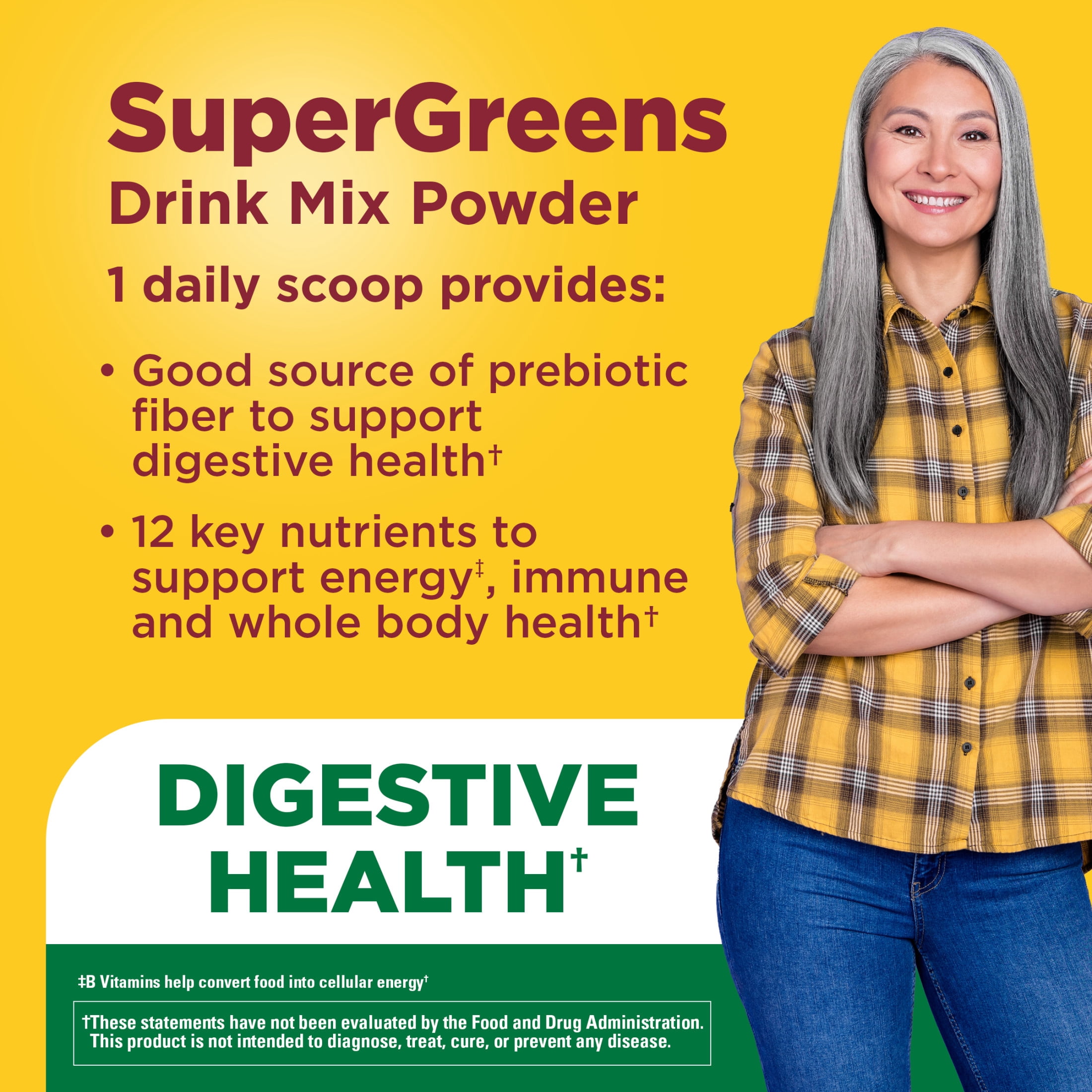 Nature Made Super Greens with Prebiotic Fiber Drink Mix Powder, 6.61 oz