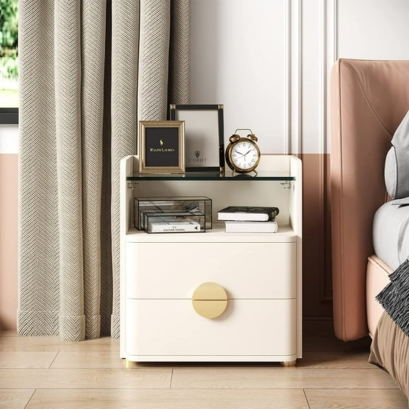 Tribesigns Nightstands, 2-Drawer Modern Night Stand with Open Storage Space, Wood Bed Side Table for Bedroom, Living Room