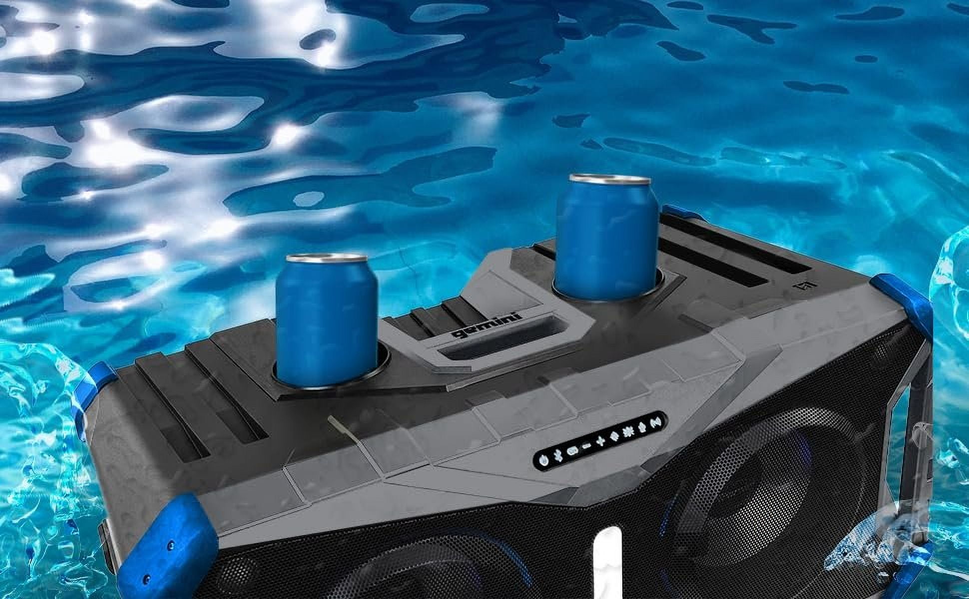 Gemini Sound SoundSplash 400W Floating Waterproof Wireless Bluetooth Speaker, LED Light Show, Dual 8 Woofers & NFC Pairing - Perfect for Pool Parties, Beach, Travel & Home Fun Blue/Gray