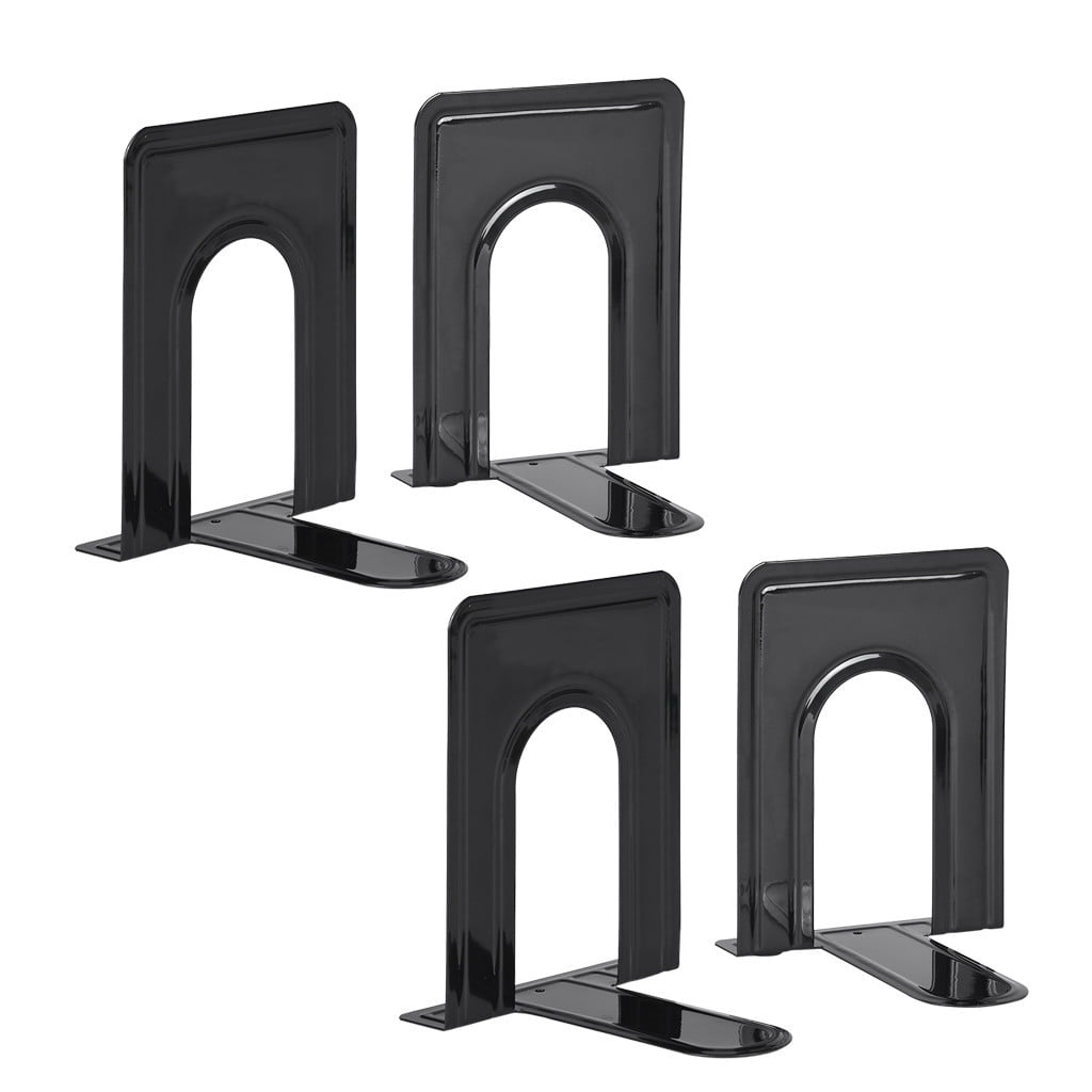 Metal Book Ends for Shelves Heavy Duty Decorative Book Support Non-Skid 2 Pairs 