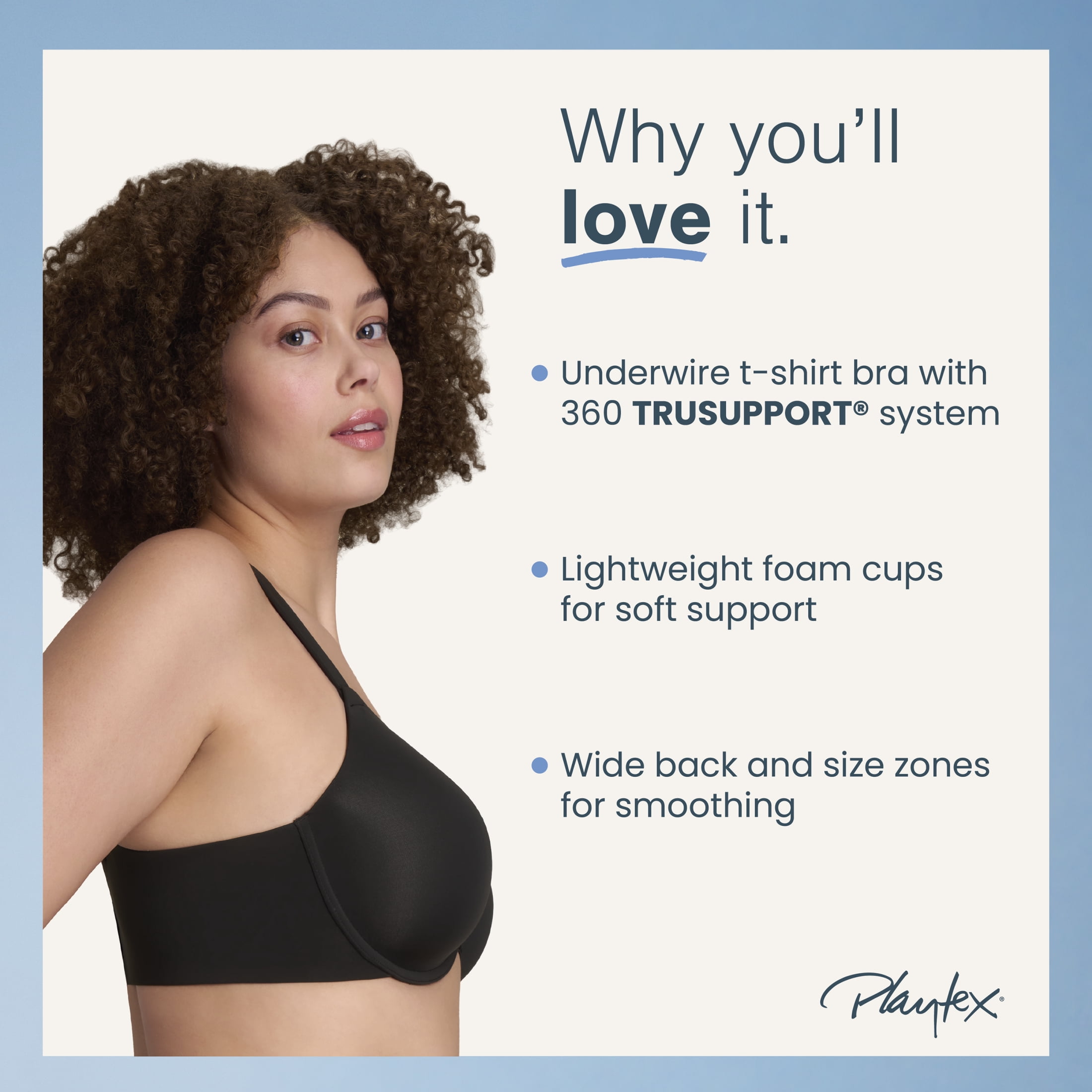 Playtex Women's Smoothing T-Shirt Underwire Bra, Moisture Wicking (Plus Sizes)