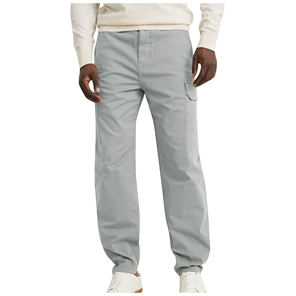 Buigttklop Men'S Pants,Men'S Casual Solid Color Pants Straight Wide Leg Trousers Pants with Pocket