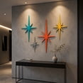 thumbnail image 3 of 4pcs Colorful Burst Star Metal Wall Sculpture, Modern Eclectic Whimsical Starburst Wall Art Decor, Rustic Hanging Ornament for Living Room, Bedroom, Playroom Indoor Background Decoration, Multicolor, 3 of 6