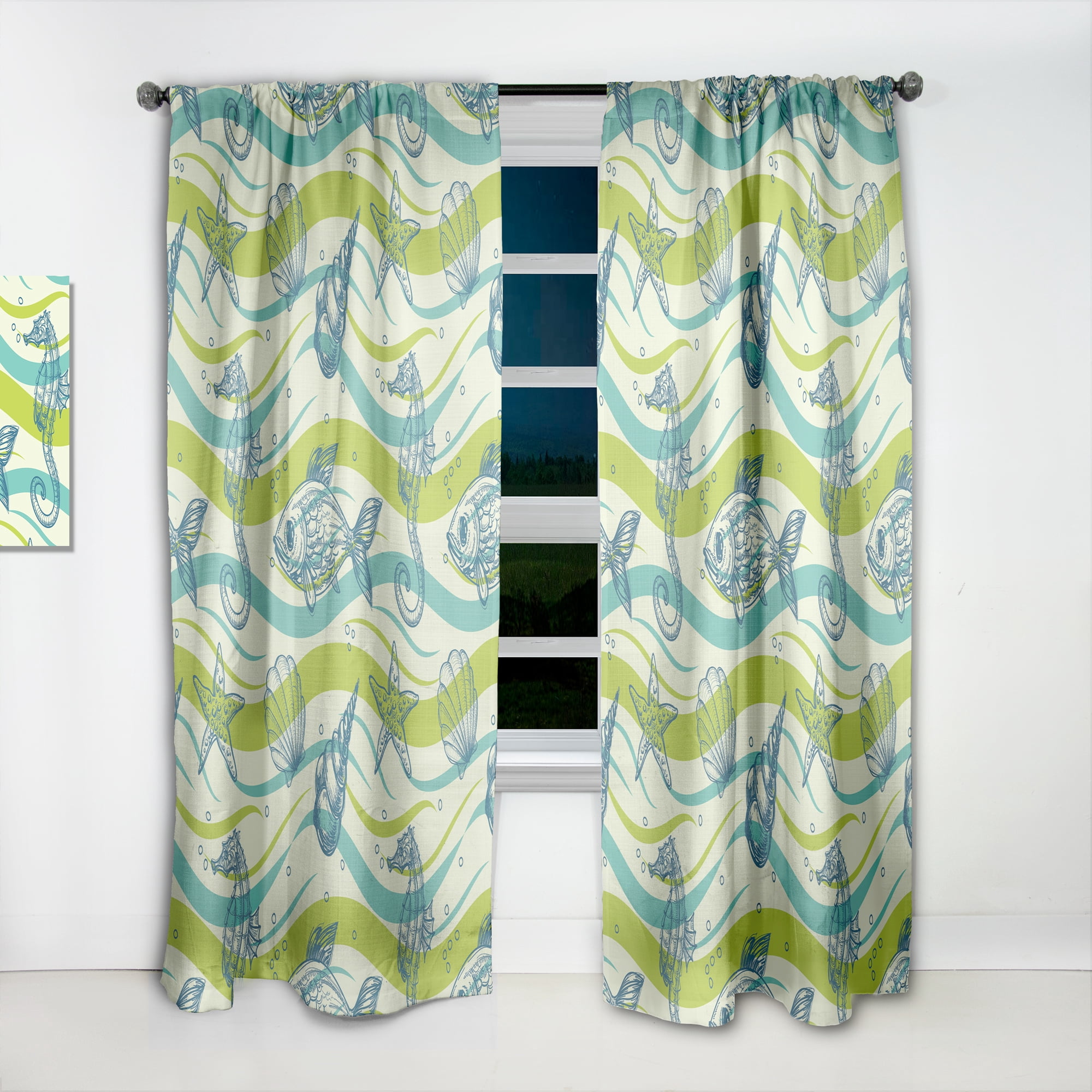 Designart 'Costal Life Form XV' Coastal Curtain Panel