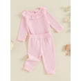thumbnail image 4 of xiaxaixu Baby Girl 2Pcs Fall Outfits Long Sleeve Ruffle Collar Romper + Pants Set Infant Clothing, 4 of 8