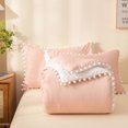 thumbnail image 7 of Move Over White Pink Comforter Set King Pom Poms Boho Bedding Sets White Pom Poms Pattern Microfiber Filling, 7 of 7