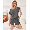 thumbnail image 3 of Ekouaer Womens Lounge Sets Comfy 2 Piece Sleepwear V Neck Cute Pajamas Shorts Set for Summer Pjs, 3 of 5