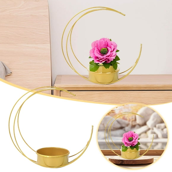 Desktop Ornament - Elegant Metal Flower Floral Arrangement Holder for Home Wedding and Outdoor Desk Modern Centerpiece