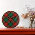thumbnail image 2 of GZHJMY Round Digital Clock Christmas Red Plaid Creative Decorative Quiet Not Ticking Clock,Bedroom Living Room Bathroom Kitchen Office Wall Ornament (Black 10x10In), 2 of 7