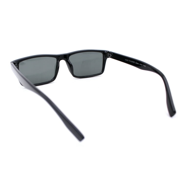 SA106 Classic Mens Tempered Glass Lens Narrow Rectangle Plastic Sunglasses Black, Men's, Size: One Size