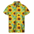 thumbnail image 4 of Camisa con estampado 3D de girasoles a la moda para hombre, camisas hawaianas con estampado floral, blusa de manga corta con botones y solapa de estilo urbano para mujer, 4 of 5