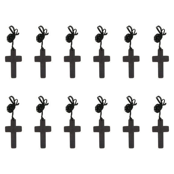Tineasur 12Pcs  Men's Natural Wood Cross Vehicle Pendant for Car Accessories