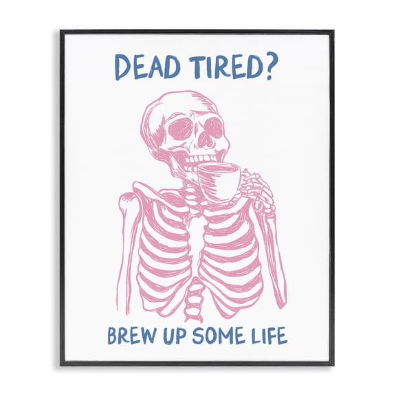 Stupell Industries Bohemian Brew Up Life Skeleton Black Framed Giclee Art, 11 x 14, by JJ Design House LLC
