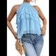 thumbnail image 2 of Blusa de Holgada Sin Mangas con Volantes en para Mujer Azul S, 2 of 9