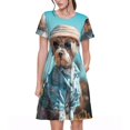 thumbnail image 1 of Fotbe Stylish Dog in Denim Outfit Vestido Largo de Moda para Mujer, Vestido Tipo Camiseta con Manga Corta y Estilo Casual a Rayas y Bloques de Color, 1 of 6