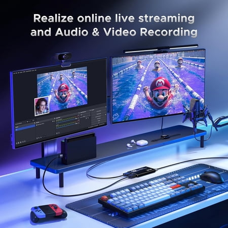 MOFEINI 4K HDMI CAPTURE CARD FOR STREAMING, FULL HD 1080P 60FPS USB CAM LINK GAME AUDIO VIDEO CAPTURE CARD NINTENDO SWITCH/PS5/3DS/XBOX/PS4 (BLACK)