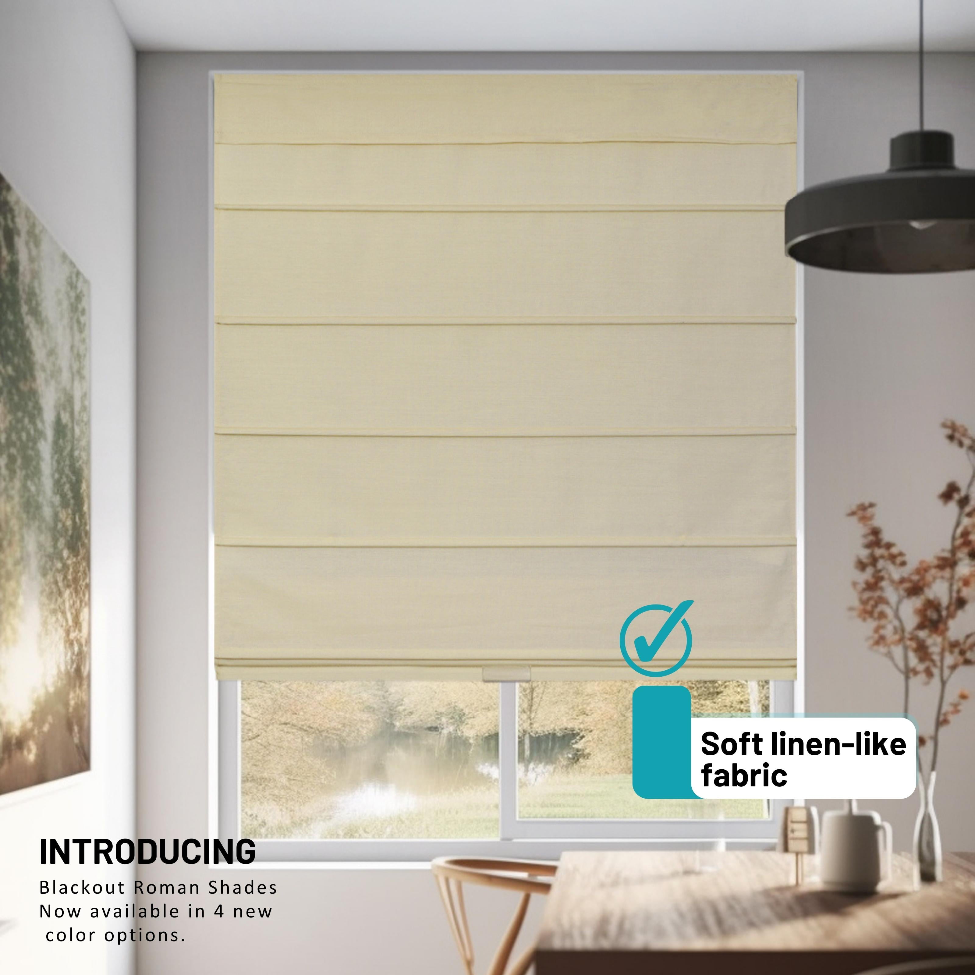 Chicology Cordless Roman Shades, Ivory (Blackout), 36"W X 64"H