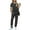 Dark Gray, variant on Womens Two Piece Outfits Short Sleeve Color Block Tops Long Pants with Drawstring Tracksuit Jogger Sets
