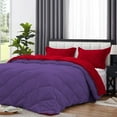 thumbnail image 4 of DNG Creations 3 Piece Solid Reversible Diamond Pattern Comforter 550 GSM All Season 800 TC, 100% Egyptian Cotton - Full/ Queen - Size ( Purple/Red Colour ), 4 of 7