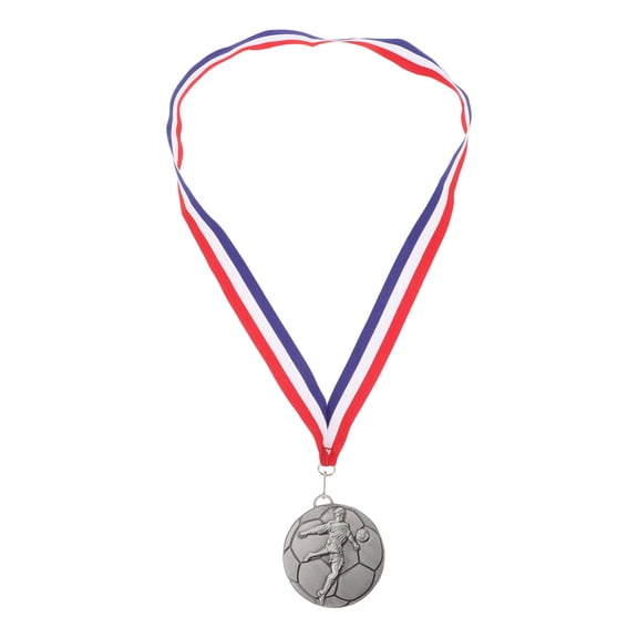 Soimiss Silver Soccer Award Medal with Hanging Ribbon for Winning Football and Sports Recognition