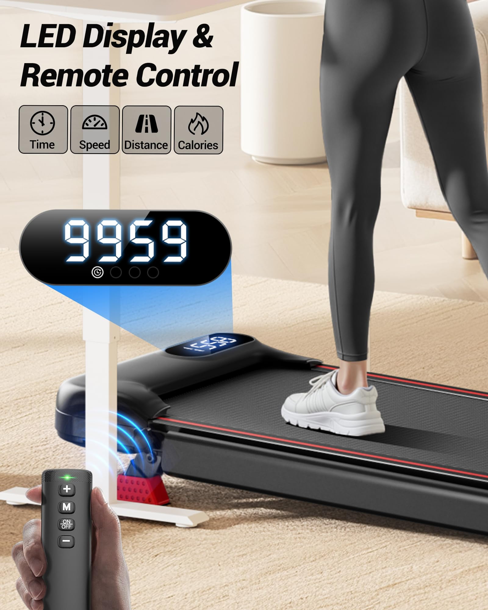 15% Incline Walking Pad Treadmill with Handle Bar - 2.5HP Quiet Folding Treadmill for Home Office Under Desk Portable Walking Pad with 300LBS Capacity