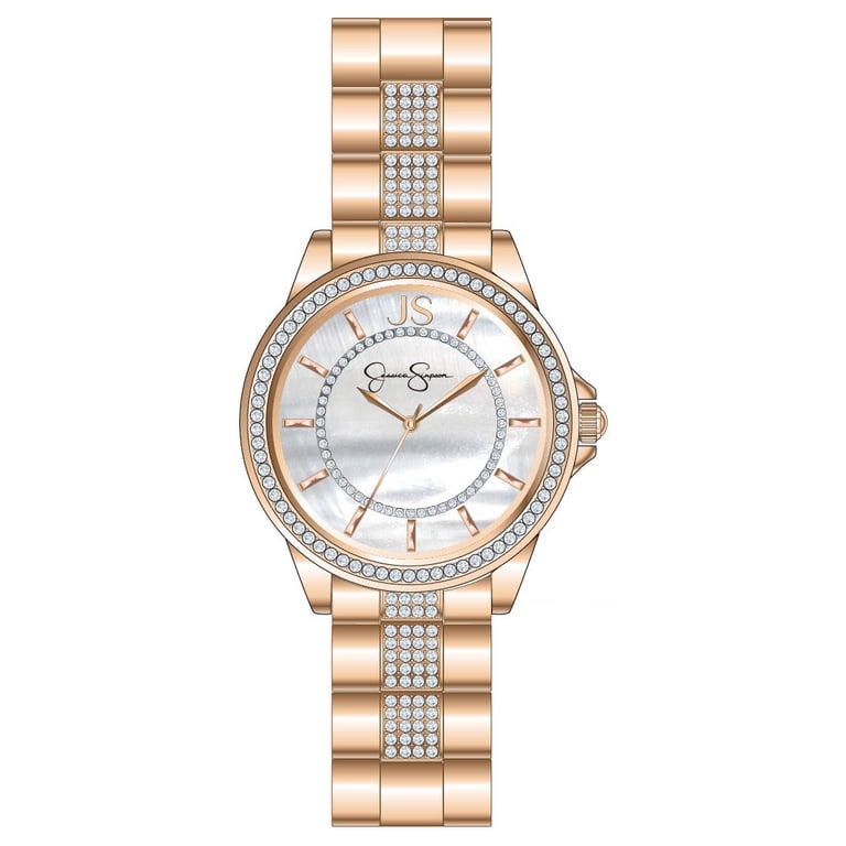 Jessica Simpson Ladies 37mm Rose Tone Crystal Accent Genuine  display picture 3