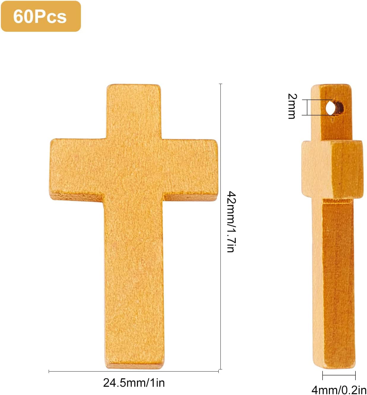 60Pcs Large Wood Cross Pendants Natural Wooden Small Cross Charms Pendants  for Party Favors Necklace Jewelry Making DIY Craft Handmade Accessories  Easter Holiday Chocolate 