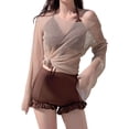 thumbnail image 1 of Conjunto de bikini para mujer Tie Halter de de manga larga con para cubrir s Ropa , CAFÉ café Yinane Traje de bikini de mujer, 1 of 2