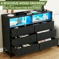 thumbnail image 2 of 6 Drawer Double Dresser TV Stand, Bedroom Dresser with Power Outlet & LED Light, Wood Dresser for Nursery, Living Room, Hallway, 47.2''W×15.8''D×36.2''H, 2 of 7